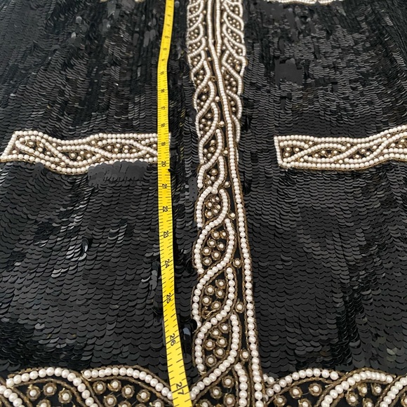 VINTAGE SCALA 1x black sequin jacket with pearl accents - Picture 4 of 5